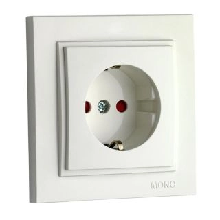 102-190021-119-Електрически контакт за вграждане със защита за деца, 16A, 250VAC, Mono Electric Despina, Бял