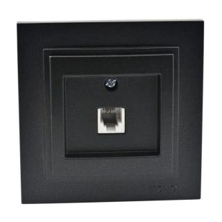 102-202005-124-Розетка телефон (RJ 623K CAT3), Mono Electric Despina Metallic, Фюм - Черен металик