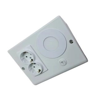 TEK-1305-Двоен контакт с лед осветление 3W за кухненски шкаф, бял