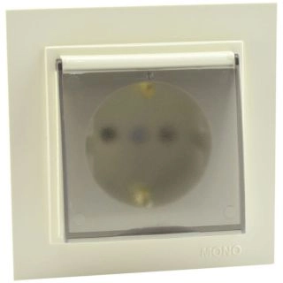 102-170021-118-Електрически контакт за вграждане с капак, 16A, 250VAC, Mono Electric Despina, Крем