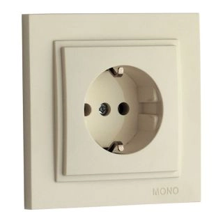 102-170008-117-Електрически контакт за вграждане, 16A, 250VAC, (порцеланова основа), Mono Electric Despina, Крем