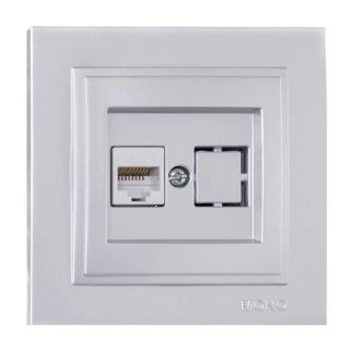 102-212105-125-Розетка Интернет (RJ45 CAT 6), Mono Electric Despina Metallic, Сребрист