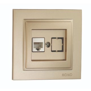 102-222205-125-Розетка за интернет (RJ45 CAT 6), Mono Electric Despina Metallic, Титан - Златист