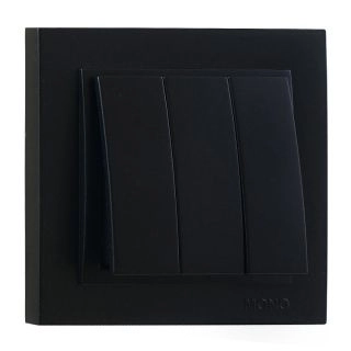 102-202022-114-Ключ триклавишен 1 вход 3 изхода, Mono Electric Despina Metallic, Фюм - Черен металик