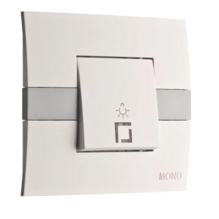 101-010201-155-Ключ-бутон звънчев за вграждане с LED индикация, Mono Electric Eco,  Бял-Сив