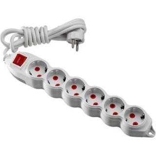 150-011001-612-Разклонител MONO ORION 6 гнезда заземен-2m (3x1mm)-с ключ