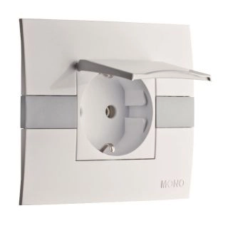 101-010207-118-Електрически контакт за вграждане с капак, Mono Electric Eco,  Бял-Сив