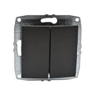 500-002025-102-Ключ двоен сх.5 (Механизъм с панел, без рамка), Mono Electric Despina Metallic, Фюм - Черен металик