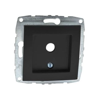 500-002005-175-Розетка TV празна (Механизъм с панел, без рамка), Mono Electric Despina Metallic, Фюм - Черен металик