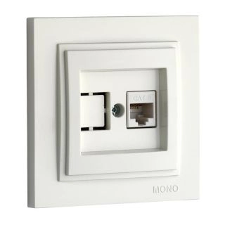 102-190005-125-Розетка за интернет (RJ45 CAT 6), Mono Electric Despina, Бял