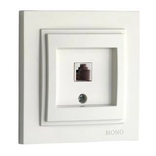 102-190005-124-Розетка телефон (RJ 623K CAT3), Mono Electric Despina, Бял