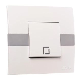 101-010201-101-Ключ единичен сх.1 с LED индикация, Mono Electric Eco,  Бял-Сив