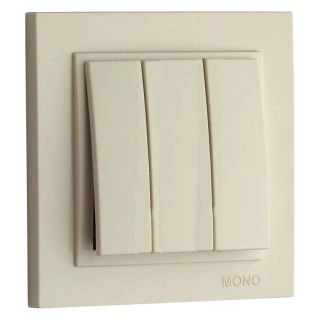 102-170022-114-Ключ триклавишен 1 вход 3 изхода, Mono Electric Despina, Крем