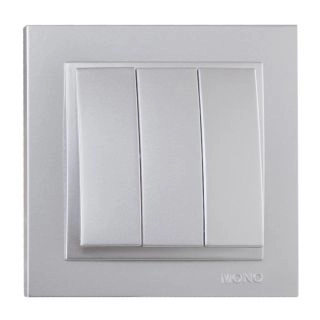 102-212122-114-Ключ триклавишен 1 вход 3 изхода, Mono Electric Despina Metallic, Сребрист