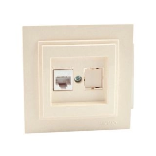 102-170005-124-Розетка телефон (RJ 623K CAT3), Mono Electric Despina, Крем