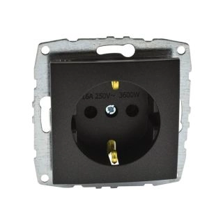 500-002021-117-Контакт електрически (Механизъм с панел, без рамка), Mono Electric Despina Metallic, Фюм - Черен металик