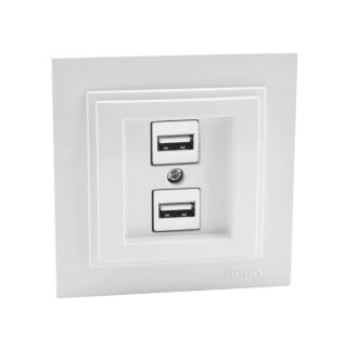 102-190005-178-Двойно USB зарядно, Mono Electric Despina, Бял