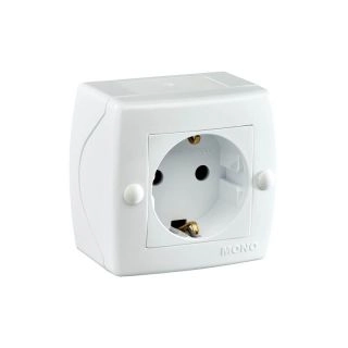 104-010107-117-Електрически контакт, открит монтаж, Mono Electric Octans, Бял